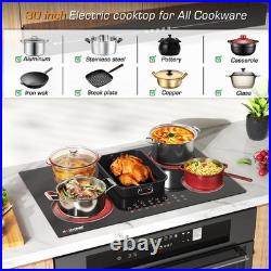30in Electric Cooktop 5 Burners Built-in Radiant Ceramic Stove Top Touch Control