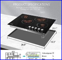 30in Electric Cooktop 7400W 4 Burner Ceramic Glass Stove Top with 5 Heat Setting