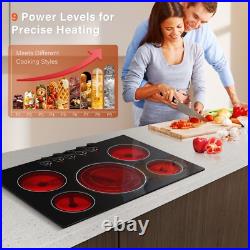 30in Electric Cooktop Built-in 5 Burner Ceramic Cooktop Electric Stove Top 9000W