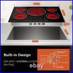 30in Electric Cooktop Built-in 5 Burner Ceramic Cooktop Electric Stove Top 9000W