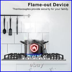 30in Gas Cooktop Built-In 5 Burner NG/LPG Convertible with Thermocouple Protection