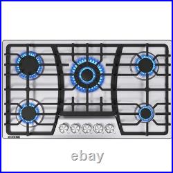 30in Gas Cooktop Kitchen 5 Burner Countertop Built-in Gas Stainless Steel NG/LPG
