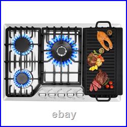 30in Gas Cooktop Kitchen 5-Burners Countertop Built-in Gas Stainless Steel
