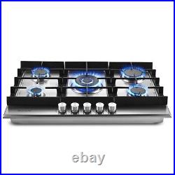 30in Gas Cooktop Kitchen 5Burners Countertop Built-in Gas Stainless Steel NG/LPG