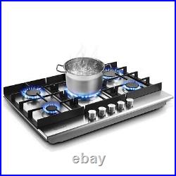 30in Gas Cooktop Kitchen 5Burners Countertop Built-in Gas Stainless Steel NG/LPG