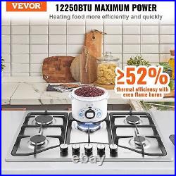 30in Gas Cooktop Max 12250BTU 5 Burners Built-in Stainless Steel Gas Stove Top