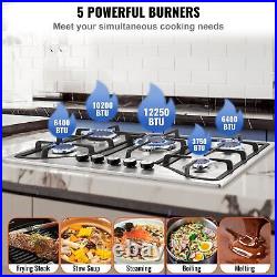 30in Gas Cooktop Max 12250BTU 5 Burners Built-in Stainless Steel Gas Stove Top