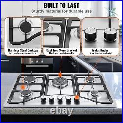 30in Gas Cooktop Max 12250BTU 5 Burners Built-in Stainless Steel Gas Stove Top