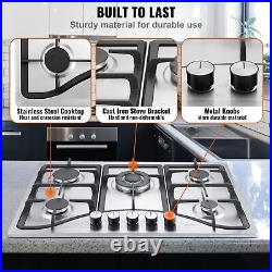 30in Gas Cooktop Max 12250BTU 5 Burners Built-in Stainless Steel Gas Stove Top 30in Gas Cooktop Max 12250BTU 5 Burners Built-in Stainless Steel Gas Stove Top