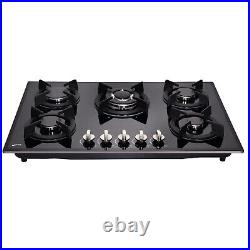 30in Gas Cooktop for NG/LPG, Gas Stovetop 5 burners, Black Gas Cooktop