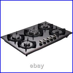 30in Gas Cooktop for NG/LPG, Gas Stovetop 5 burners, Black Gas Cooktop