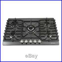 30inch Black Titanium 5 Burner Built-in Stoves LPG/NG Gas Hob Cooktops, US SHIP