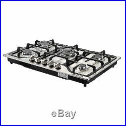 30inch Stainless Steel 5 Burners Built-in Stove Cooktop Natural Gas Hob ship US