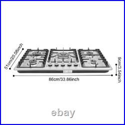 32 In Gas Cooktop Propane Gas Stove 5 Burner NG Drop-in Stainless Steel