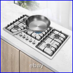 32 In Gas Cooktop Propane Gas Stove 5 Burner NG Drop-in Stainless Steel