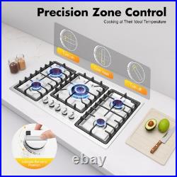 32 In Gas Cooktop Propane Gas Stove 5 Burner NG Drop-in Stainless Steel