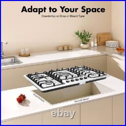 32 In Gas Cooktop Propane Gas Stove 5 Burner NG Drop-in Stainless Steel