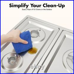 32 In Gas Cooktop Propane Gas Stove 5 Burner NG Drop-in Stainless Steel