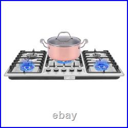 32 In Gas Cooktop Propane Gas Stove 5 Burner NG Drop-in Stainless Steel