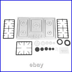 32 In Gas Cooktop Propane Gas Stove 5 Burner NG Drop-in Stainless Steel