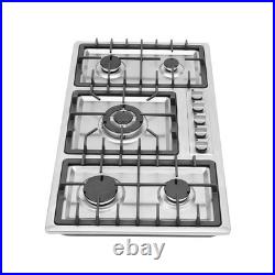 32 In Gas Cooktop Propane Gas Stove 5 Burner NG Drop-in Stainless Steel