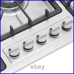 32 In Gas Cooktop Propane Gas Stove 5 Burner NG Drop-in Stainless Steel
