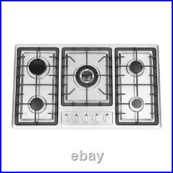 32 In Gas Cooktop Propane Gas Stove 5 Burner NG Drop-in Stainless Steel