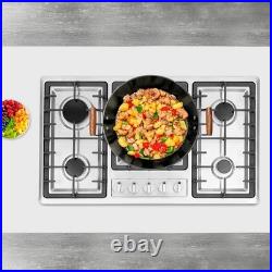 32 In Gas Cooktop Propane Gas Stove 5 Burner NG Drop-in Stainless Steel