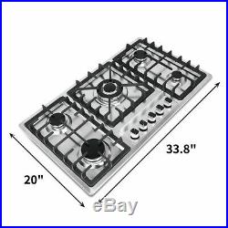 33.8 5 Burners Built-In Stove Top Gas Cooktop Kitchen Easy to Clean Gas Cooking