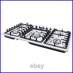 33.8 5 Burners Stove Top Built-In Gas Propane Cooktop Stove Stainless Steel