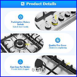 33.8 5 Burners Stove Top Stainless Steel Built-In Gas Propane Cooktop Stove New