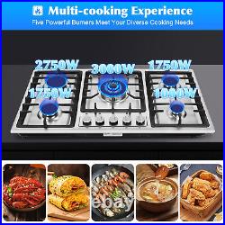 33.8 5 Burners Stove Top Stainless Steel Built-In Gas Propane Cooktop Stove New