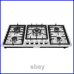 33.8 5 Burners Stove Top Stainless Steel Built-In Gas Propane Cooktop Stove New