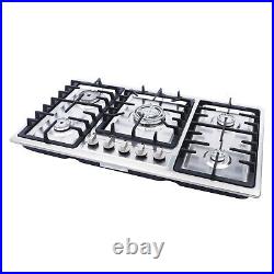 33.8 5 Stainless Steel Burners Stove Top Built-In Gas Propane Cooktop Cooking