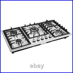 33.8 Inch Gas Cooktop 5 Burners Gas Stove Top Built-in Stainless Steel Gas Hob
