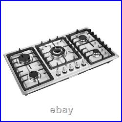 33.8 Inch Gas Cooktop 5 Burners Gas Stove Top Built-in Stainless Steel Gas Hob