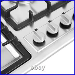 33.8 Inch Gas Cooktop 5 Burners Gas Stove Top Built-in Stainless Steel Gas Hob
