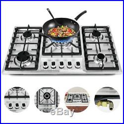33.8 Stainless Steel Built-In 5 Burners Cooktop Natural Gas Hob Cooker