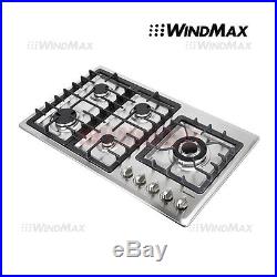 34 Built-In 5 Burner Cooktop Gas Hob Stainless Steel Gas Stove Kitchen Cooker