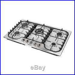 34 Fashion Lines Stainless Steel 5 Burner Built-In Stoves Gas Cooktops Cooker