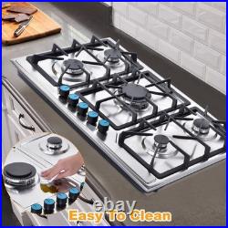 34 Gas Cooktop Stove Top 5 Burners LPG/NG Dual Fuel Stainless Steel