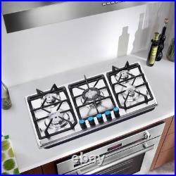 34 Gas Cooktop Stove Top 5 Burners LPG/NG Dual Fuel Stainless Steel