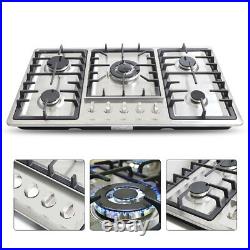 34 Inch Gas Cooktop, 5 Burners Built-in Gas Stove Top LPG/NG Kitchen Cooker