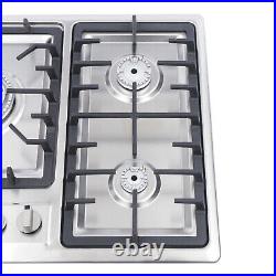 34 Stainless Steel 5 Burners Built-In Stove Cooktop Gas NG/LPG Hob Cooker