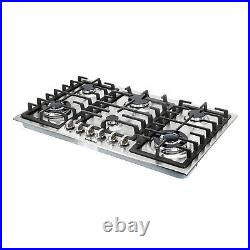 34 Stainless Steel 6 Burner Built-In Stove NG/LPG Gas Hob Cooktop Cooker USA