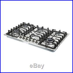 34 Stainless Steel Built-In 6 Burners Cooktop Stove NG LPG Hob Cooker, Top Brand