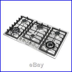 34 Stainless Steel Built-In 6 Burners Cooktop Stove NG LPG Hob Cooker, Top Brand