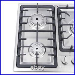 34 Stainless Steel Cooktop with 5 Burners Built-In Stove Gas NG/LPG Hob Cooker