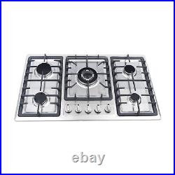 34 Stainless Steel Cooktop with 5 Burners Built-In Stove Gas NG/LPG Hob Cooker