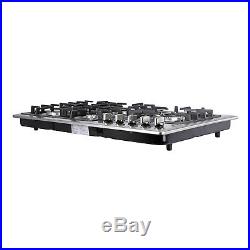 34 Stainless Steel Frame 5 Burners Stove NG/LPG Built-in Gas Cooktops Cooker